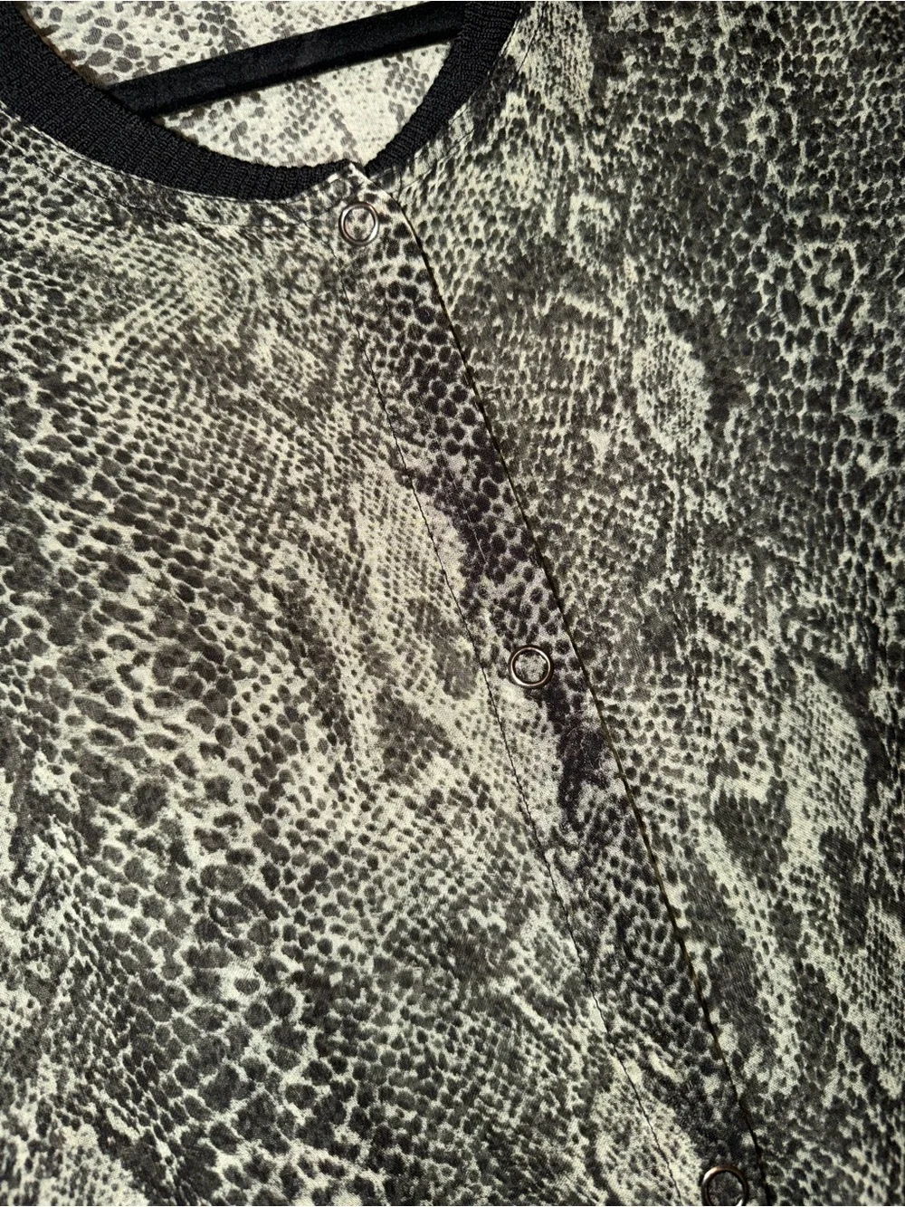Free People Black and Green Sheer Snakeskin Lori Bomber Jacket with‎ Knit Trim